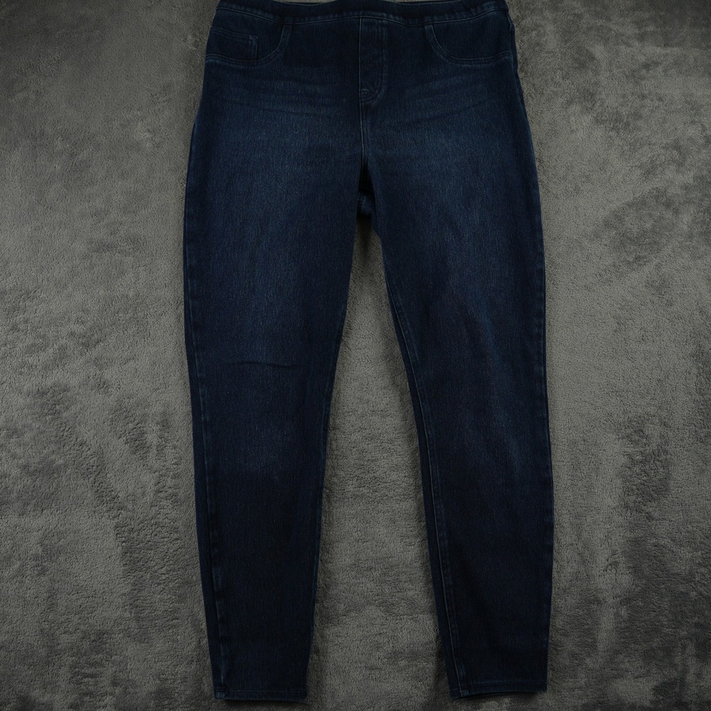 Spanx Jean-ish Ankle Leggings Women XL Dark Blue Denim Jeggings Stretch - Picture 2 of 11